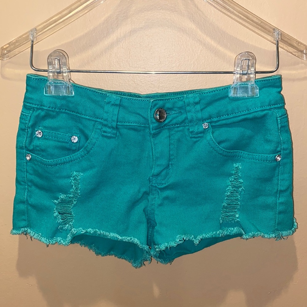 SWS Distressed Trim Teal Shorts
